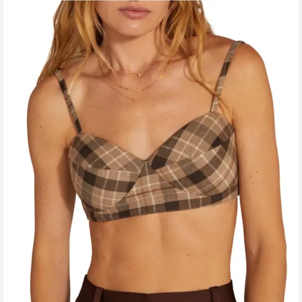 Favorite Daughter Checkered Brown Bralette
